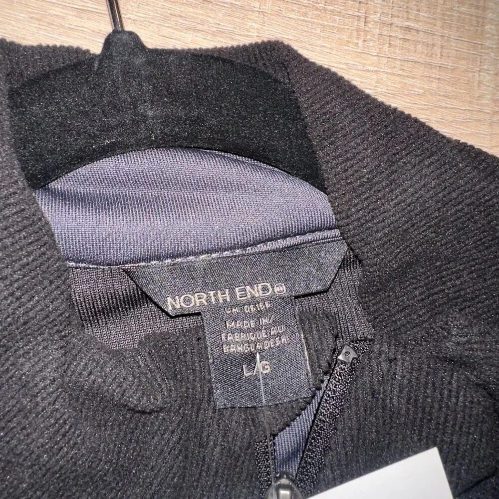 NORTH END MENS TEXTURED BLACK AND GRAY ZIP JACKET NEW LARGE